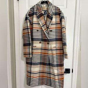 Elie Tahari Orange and Blue Trench Coat